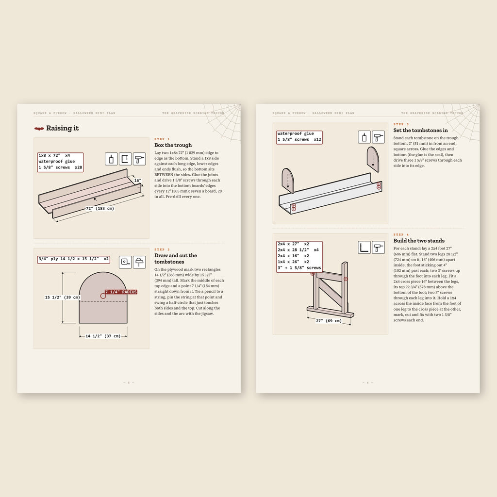 Two step pages from the The Graveside Bobbing Trough plan