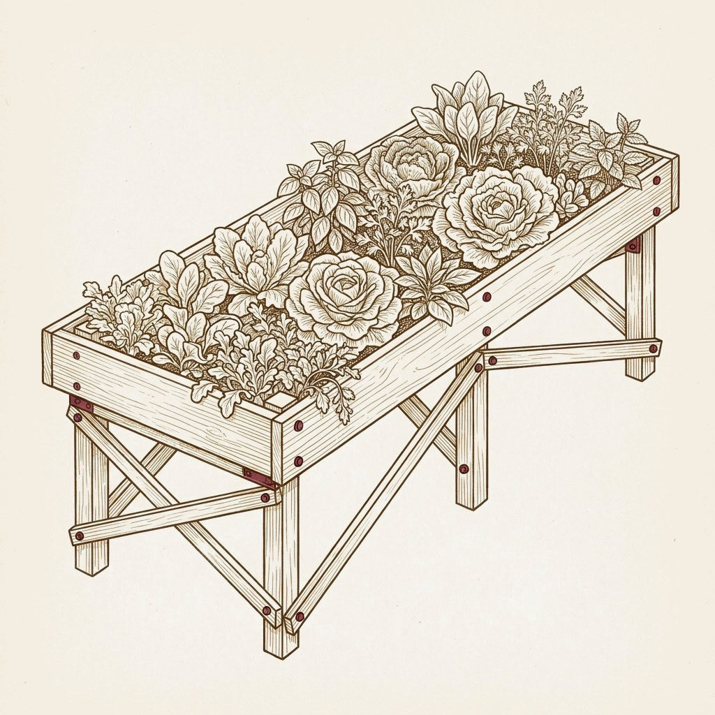 Cattle Grain Bunk remixed as a raised salad table