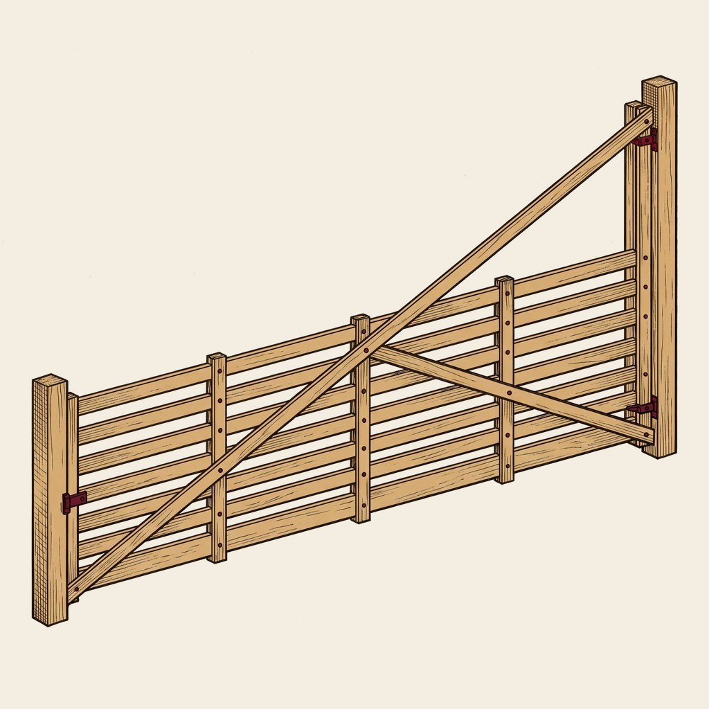 Classic 16-ft Board Farm Gate build plan illustration