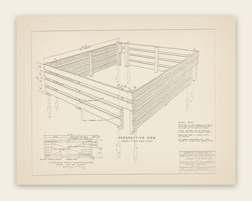 The original USDA plan 5827 sheet for the creep panels for pigs, public domain, restored