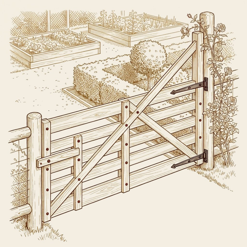 Farm Gates — Five Field Designs remixed as a garden statement gates