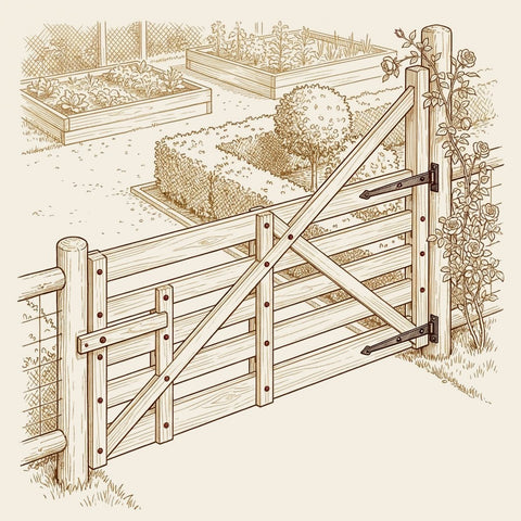 Farm Gates — Five Field Designs remixed as a garden statement gates