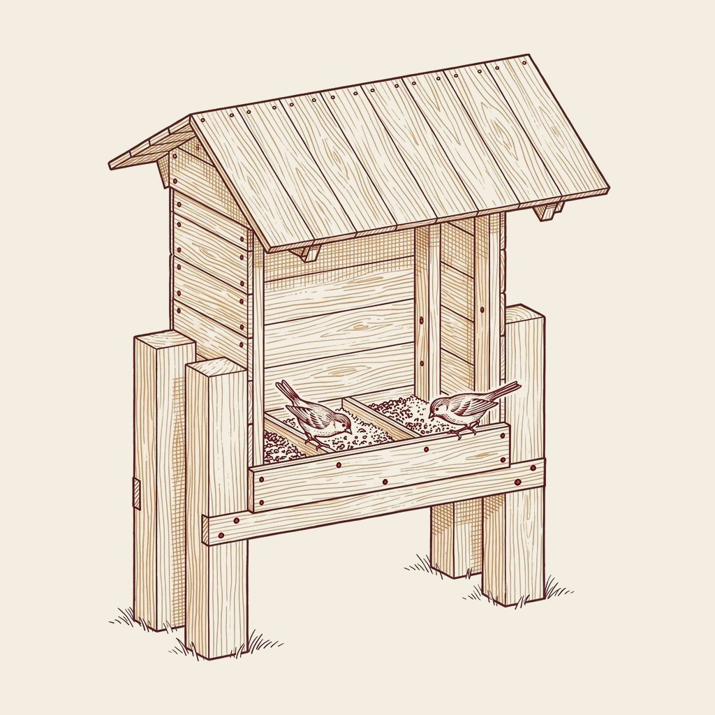 Livestock Salt Box remixed as a bird-feeder station