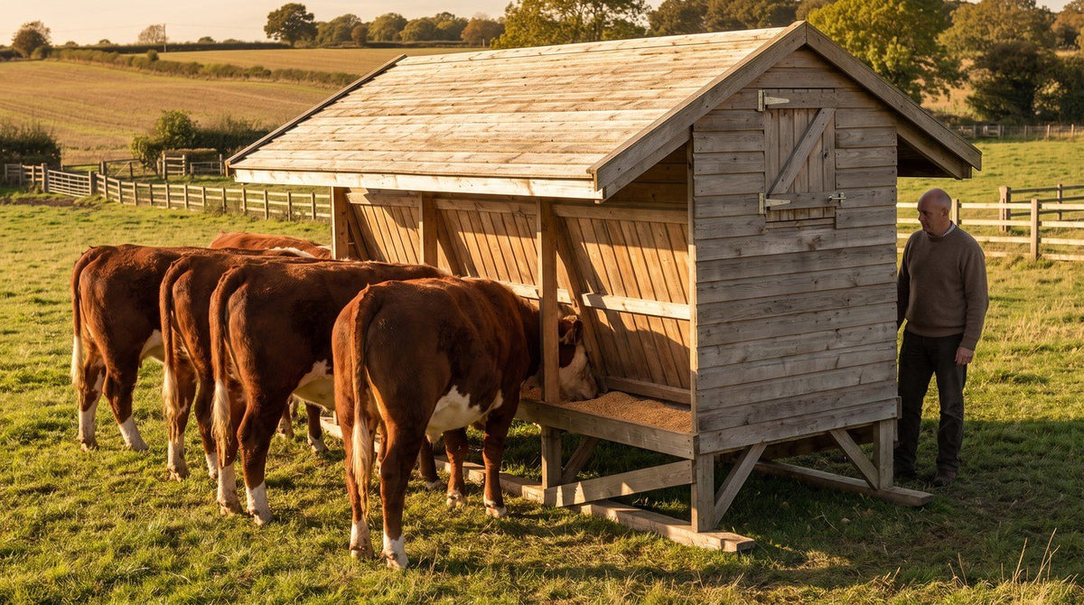 The finished Cattle Feeder in use