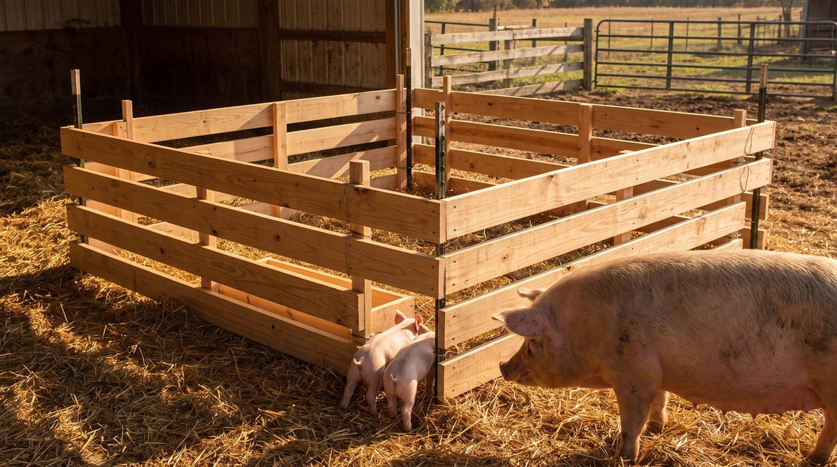 The finished Creep Panels for Pigs in use