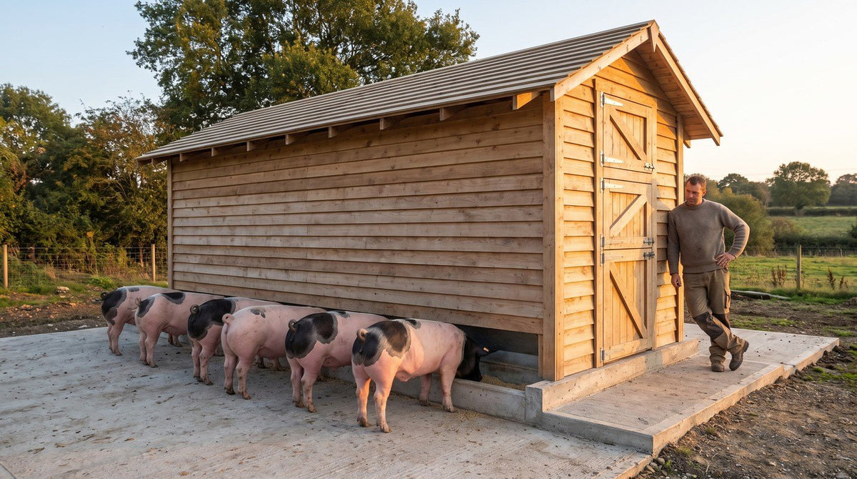 The finished Hog Self-Feeder in use