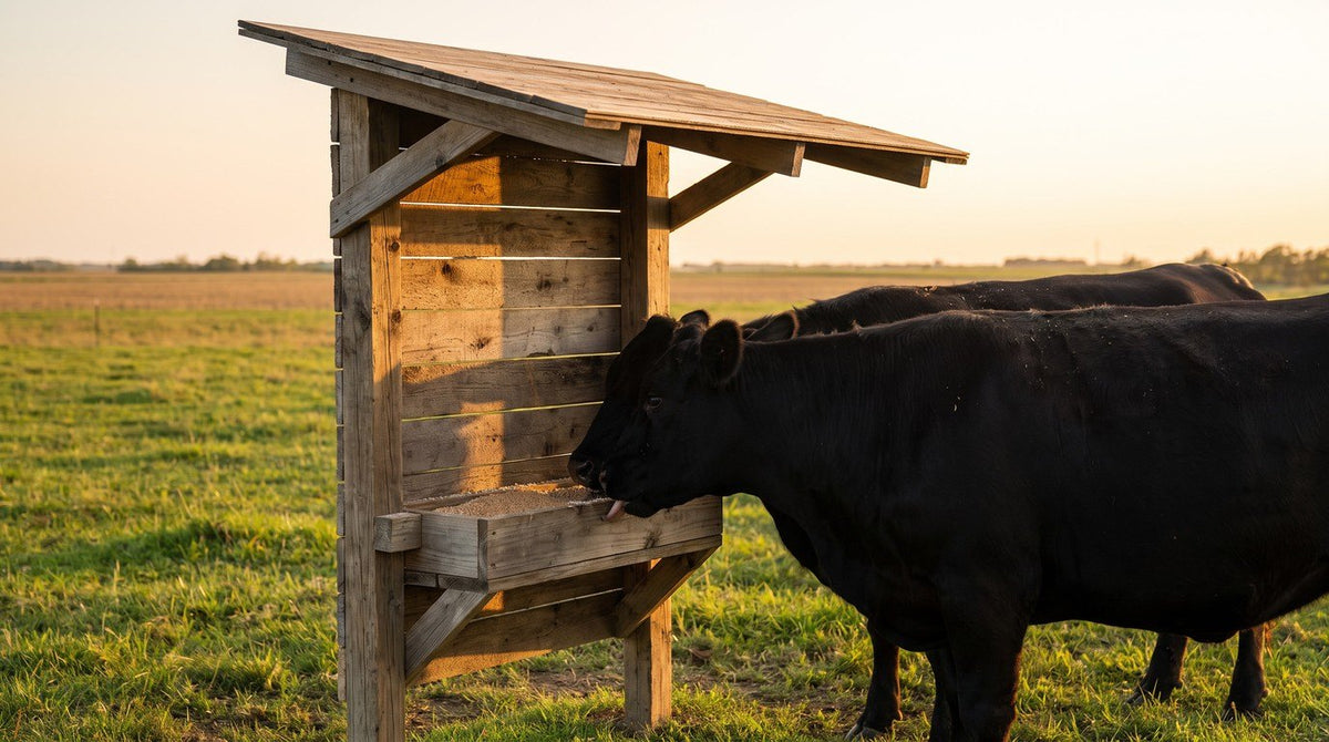 The finished Livestock Saltbox Shelter in use
