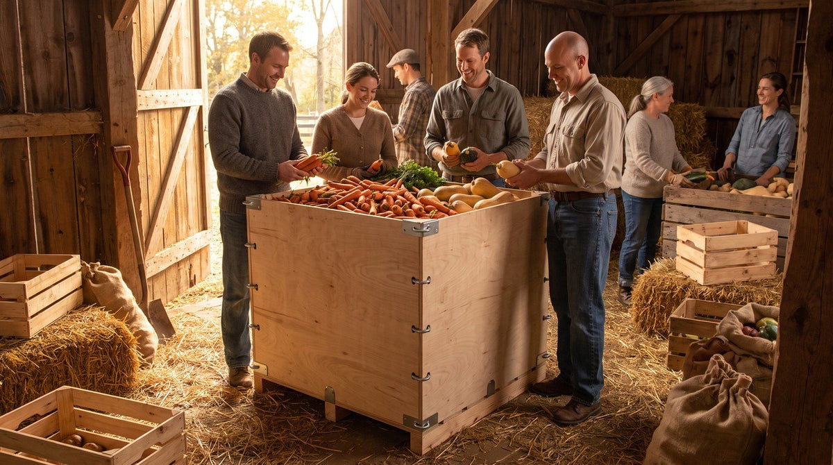 The finished Plywood Pallet Bin for Vegetables in use