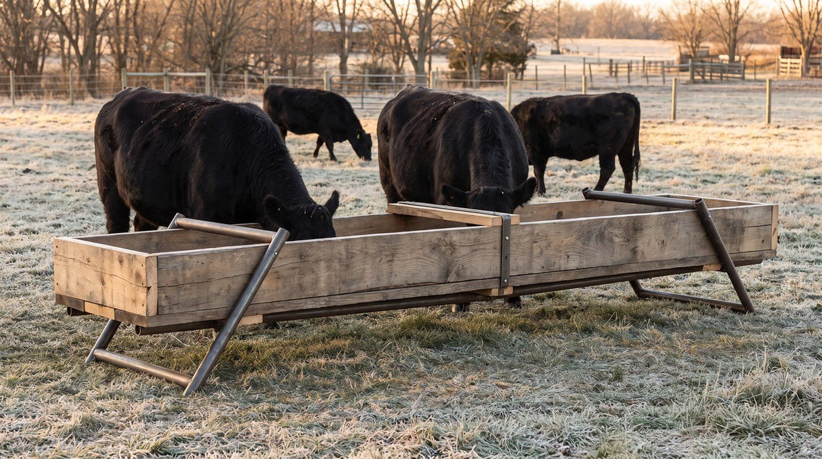 The finished Portable Feed Bunk in use