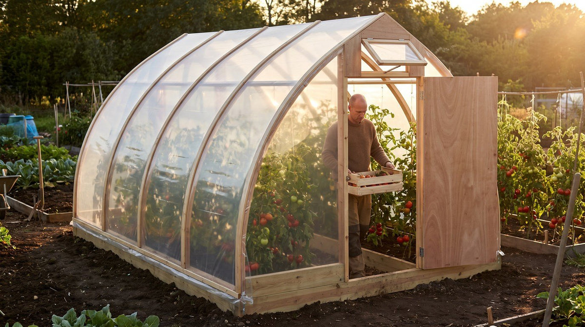The finished Portable Plastic Greenhouse in use