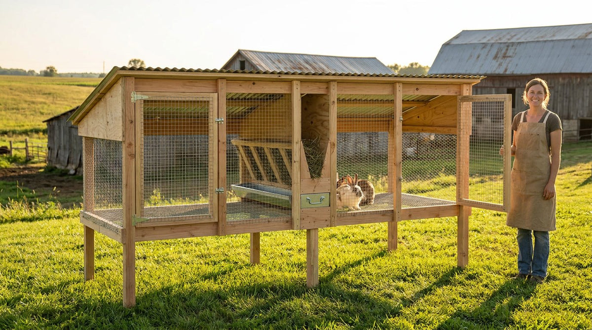 The finished Rabbit Hutches in use