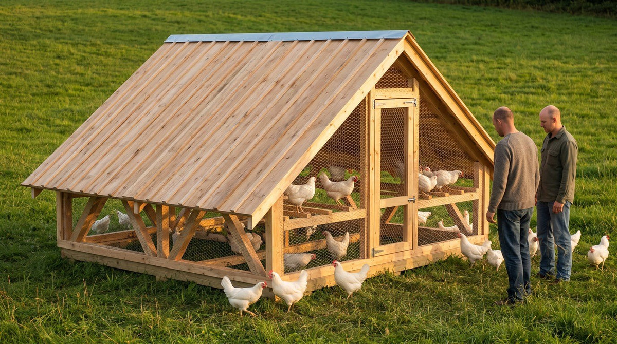 The finished Summer Range Poultry Shelter in use