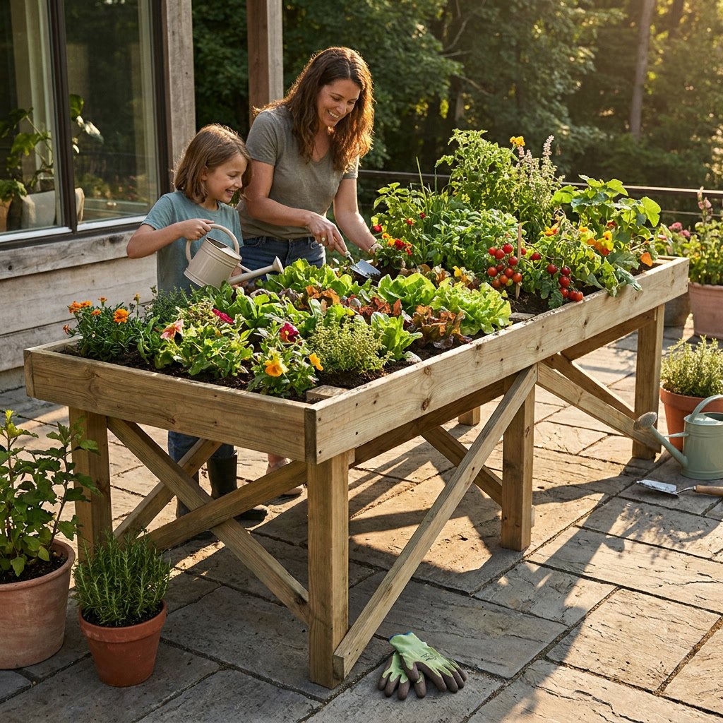 The Raised Salad Table remix in use