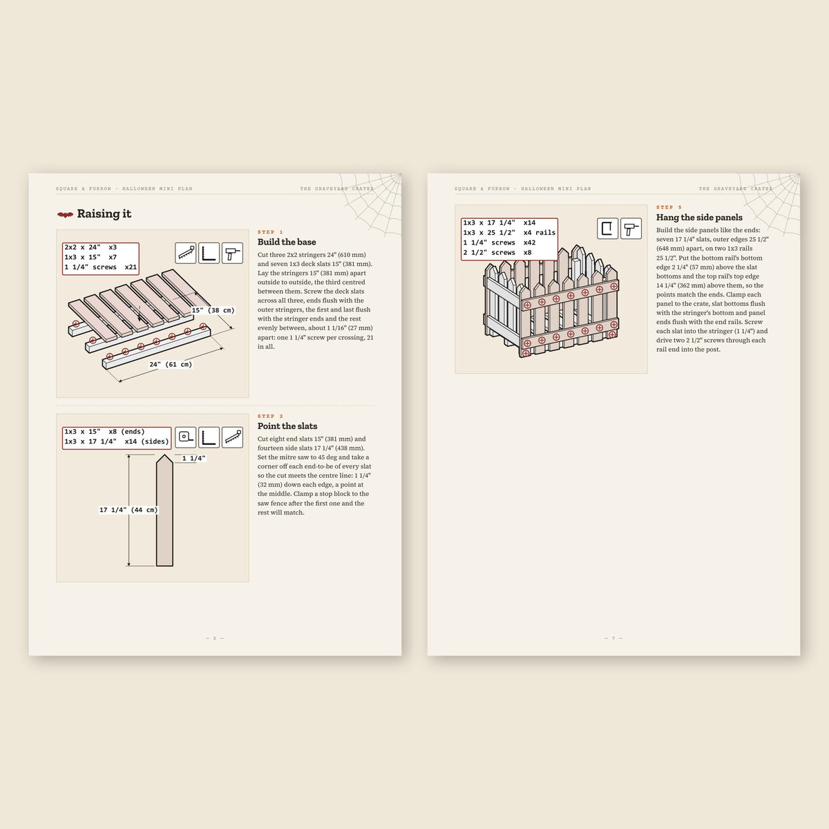 Two step pages from the The Graveyard Crates plan