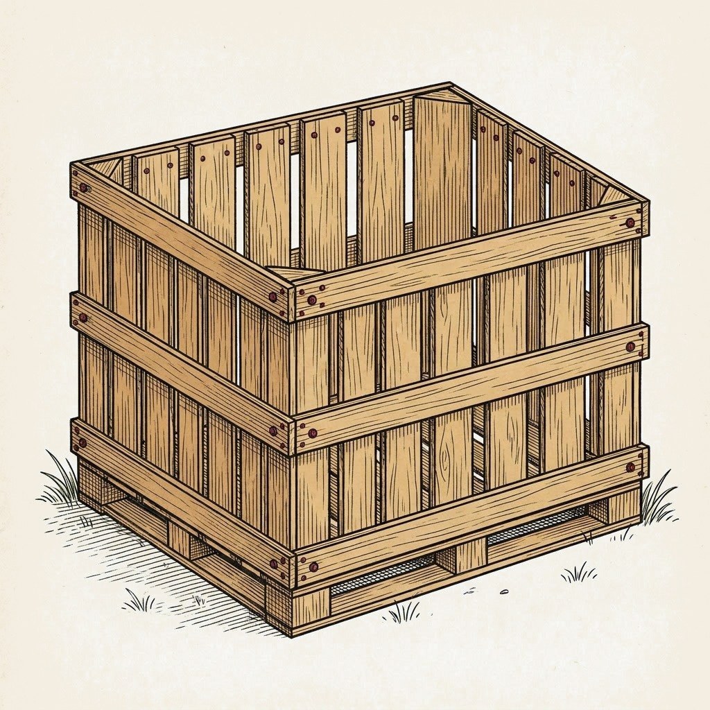 Slatted Wooden Pallet Bin build plan illustration