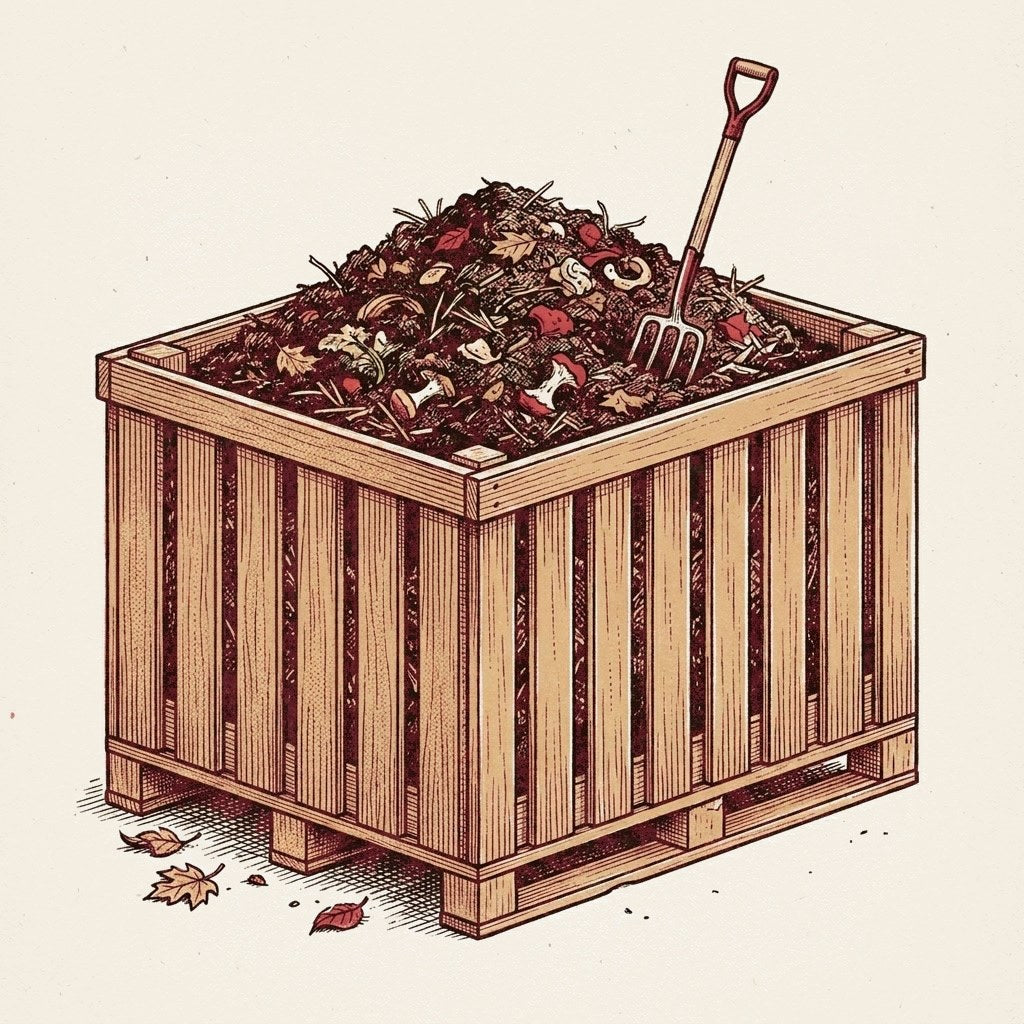 Slatted Wooden Pallet Bin remixed as a compost bay
