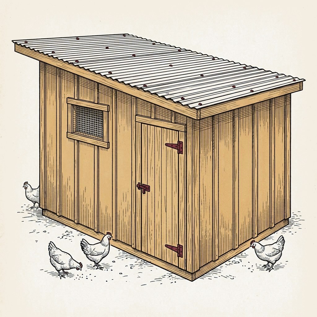 Small Poultry House · 25–40 Layers build plan illustration